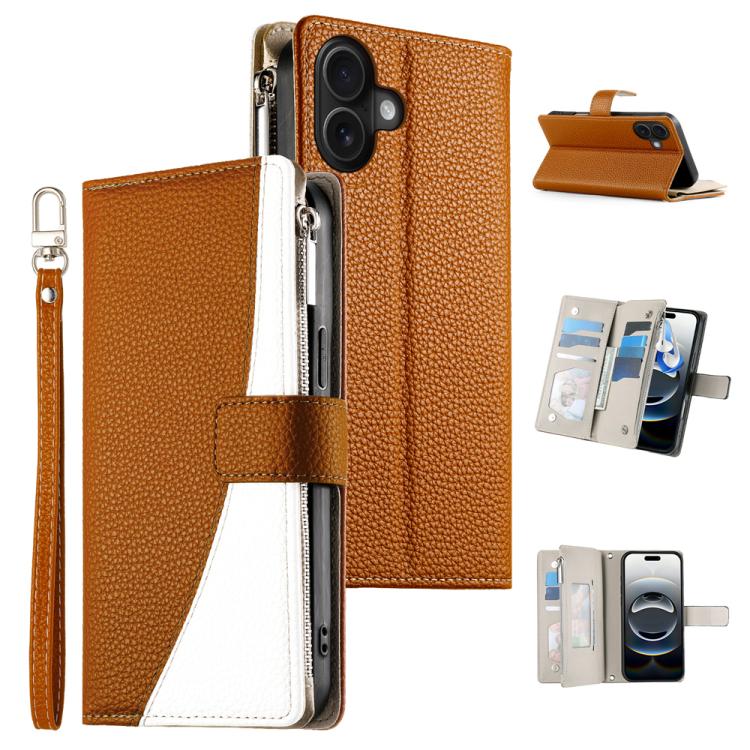 Stitching Multi-card Zipper Wallet Leather Phone Case with Short Strap, For iPhone 17 Pro Max, For iPhone 17 Pro, For iPhone 17, For iPhone 17 Air