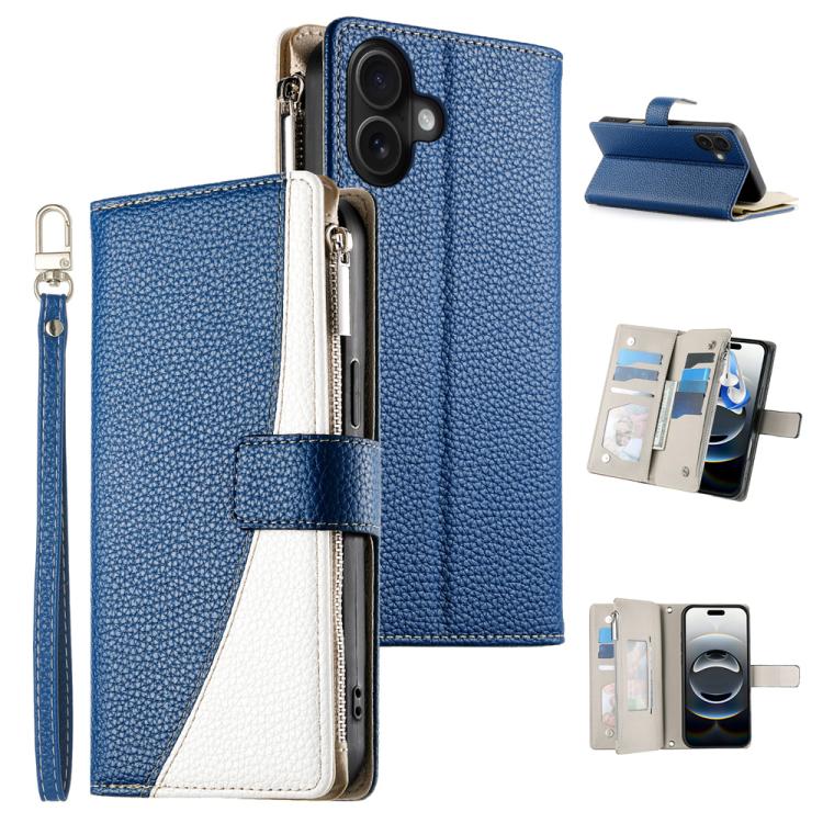 Stitching Multi-card Zipper Wallet Leather Phone Case with Short Strap, For iPhone 17 Pro Max, For iPhone 17 Pro, For iPhone 17, For iPhone 17 Air