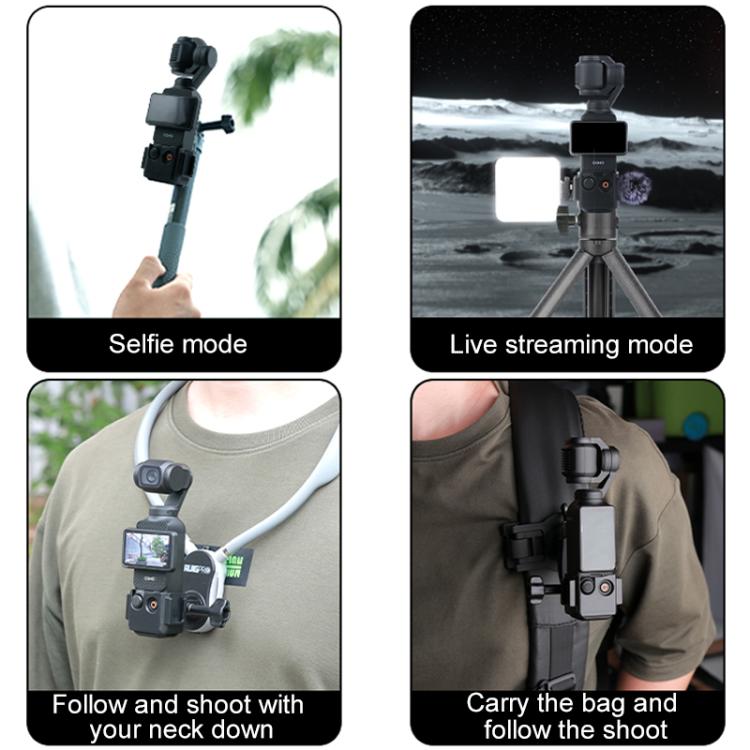 For DJI Osmo Pocket 3 Adapter Expansion Bracket, Frame with Screw, Frame with Backpack Clip, Frame with Head Strap, Frame with Chest Strap, Frame with Crab Clamp, Frame with Neck Bracket