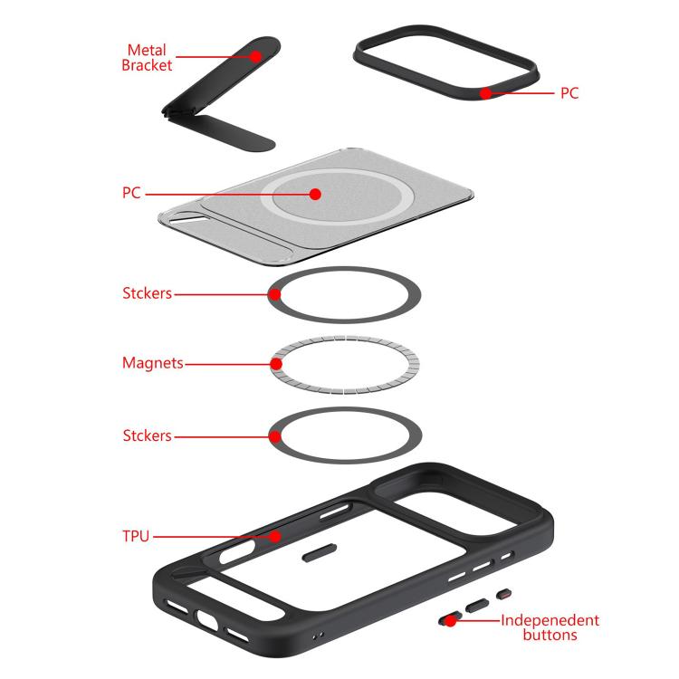 Kalebol MagSafe Invisible Tilt Holder PC Hybrid TPU Case, For iPhone 15 Pro Max, For iPhone 15 Pro, For iPhone 15, For iPhone 14