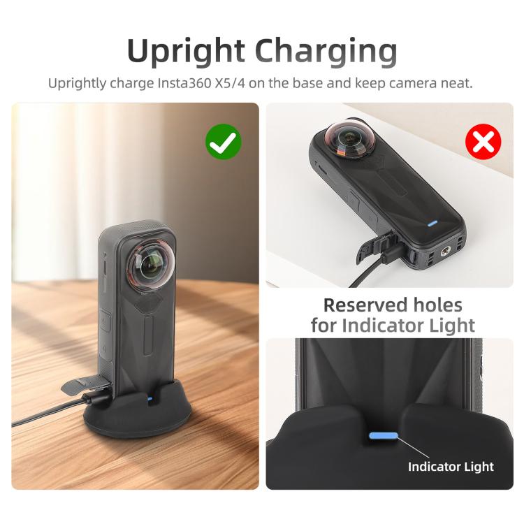 For Insta360 X5 / X4 Sunnylife Silicone Stand Base, Car Base, Tabletop Base