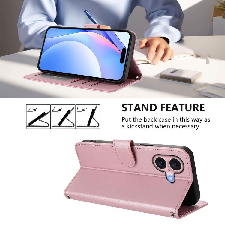 Litter Panda Embossing RFID Leather Phone Case with Lanyard, For iPhone 16, For iPhone 15 Pro Max, For iPhone 15 Pro, For iPhone 15 Plus