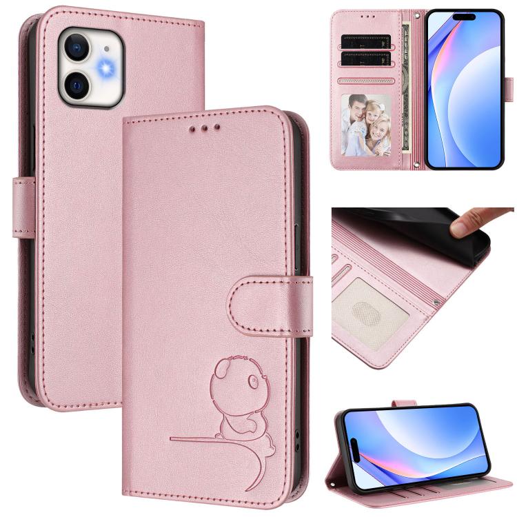Litter Panda Embossing RFID Leather Phone Case with Lanyard, For iPhone 11 Pro Max, For iPhone 11, For iPhone 11 Pro, For iPhone X / XS