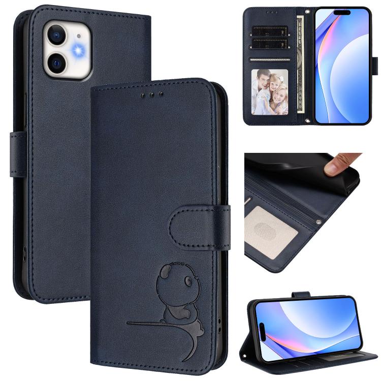 Litter Panda Embossing RFID Leather Phone Case with Lanyard, For iPhone 11 Pro Max, For iPhone 11, For iPhone 11 Pro, For iPhone X / XS