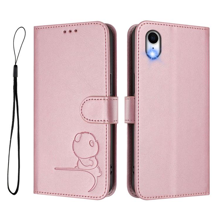 Litter Panda Embossing RFID Leather Phone Case with Lanyard, For iPhone XR, For iPhone XS Max, For iPhone 8 Plus / 7 Plus