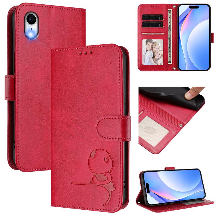 Litter Panda Embossing RFID Leather Phone Case with Lanyard, For iPhone XR, For iPhone XS Max, For iPhone 8 Plus / 7 Plus