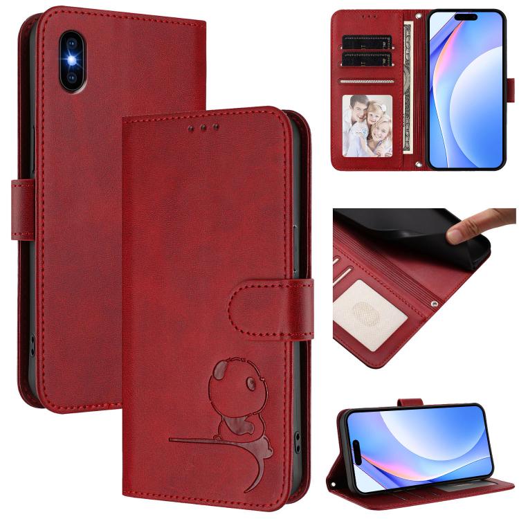 Litter Panda Embossing RFID Leather Phone Case with Lanyard, For iPhone XR, For iPhone XS Max, For iPhone 8 Plus / 7 Plus