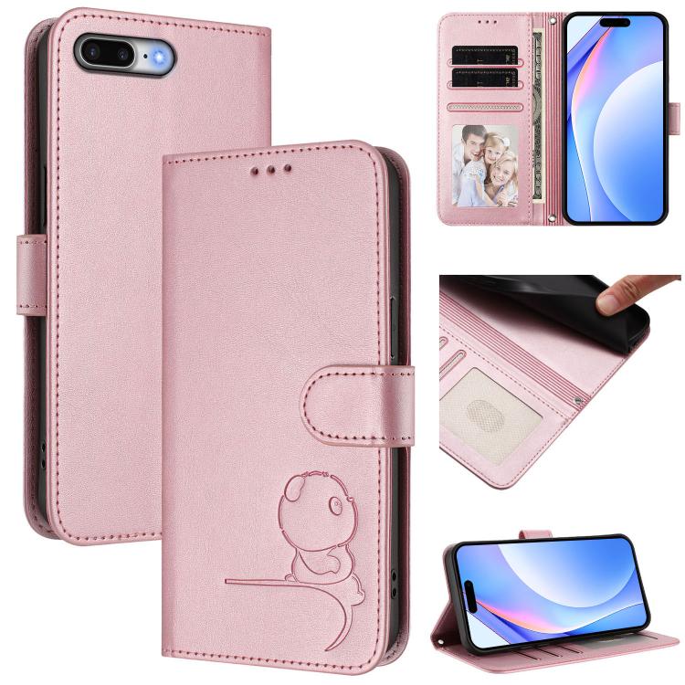 Litter Panda Embossing RFID Leather Phone Case with Lanyard, For iPhone XR, For iPhone XS Max, For iPhone 8 Plus / 7 Plus