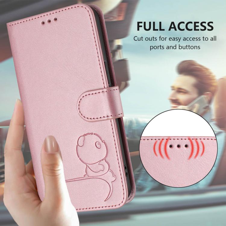 Litter Panda Embossing RFID Leather Phone Case with Lanyard, For iPhone 17 Pro Max, For iPhone 17 Pro, For iPhone 17, For iPhone 17 Air