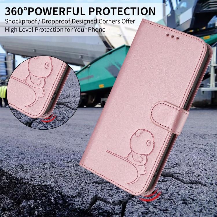 Litter Panda Embossing RFID Leather Phone Case with Lanyard, For iPhone 17 Pro Max, For iPhone 17 Pro, For iPhone 17, For iPhone 17 Air