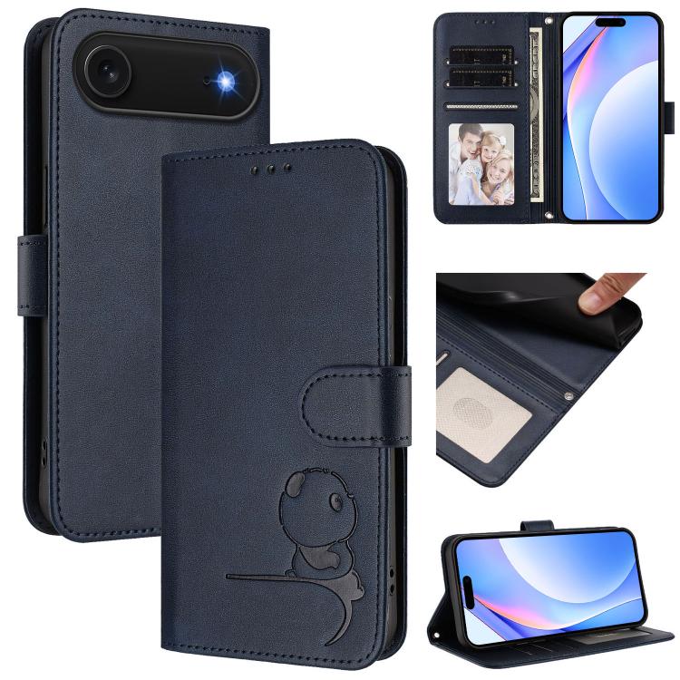 Litter Panda Embossing RFID Leather Phone Case with Lanyard, For iPhone 17 Pro Max, For iPhone 17 Pro, For iPhone 17, For iPhone 17 Air