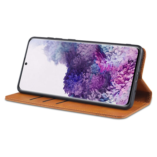 Magnetic flip wallet case Galaxy S20+ textured leather exterior AZNS brand