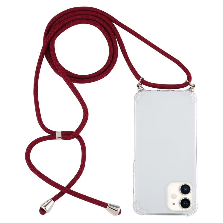Four-Corner Shockproof Trasparent TPU Case with Lanyard, For iPhone 12 mini
