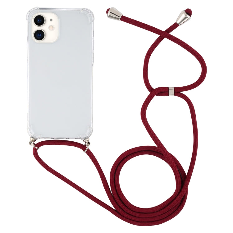 Four-Corner Shockproof Trasparent TPU Case with Lanyard, For iPhone 12 mini