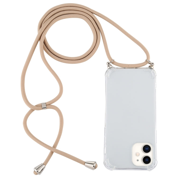 Four-Corner Shockproof Trasparent TPU Case with Lanyard, For iPhone 12 mini