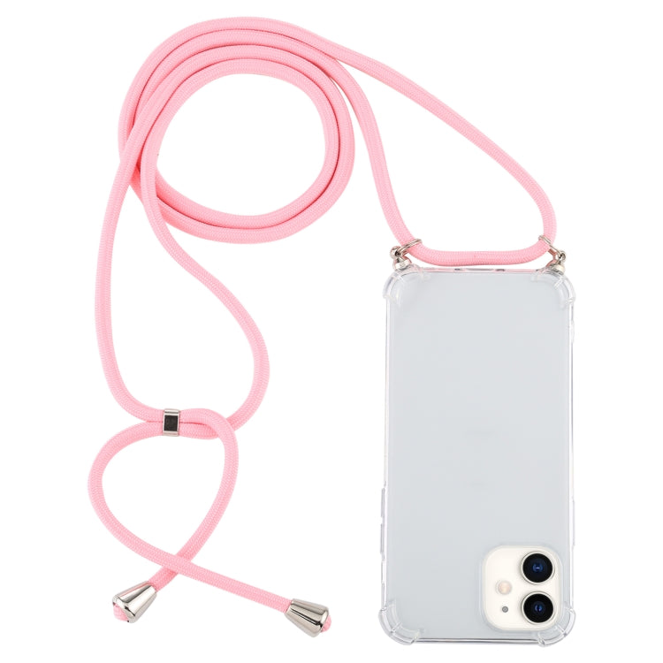 Four-Corner Shockproof Trasparent TPU Case with Lanyard, For iPhone 12 mini