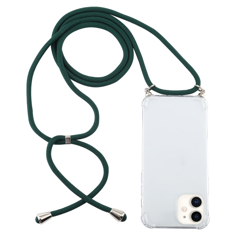 Four-Corner Shockproof Trasparent TPU Case with Lanyard, For iPhone 12 mini