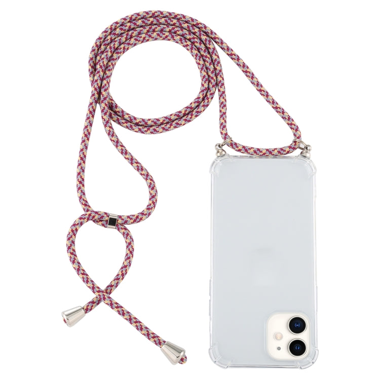 Four-Corner Shockproof Trasparent TPU Case with Lanyard, For iPhone 12 mini