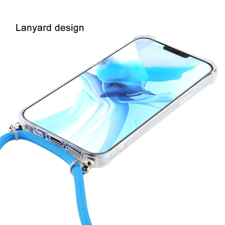 Four-Corner Shockproof Trasparent TPU Case with Lanyard, For iPhone 12 / 12 Pro