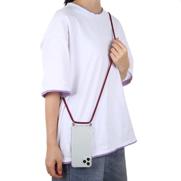 Four-Corner Shockproof Trasparent TPU Case with Lanyard, For iPhone 12 / 12 Pro