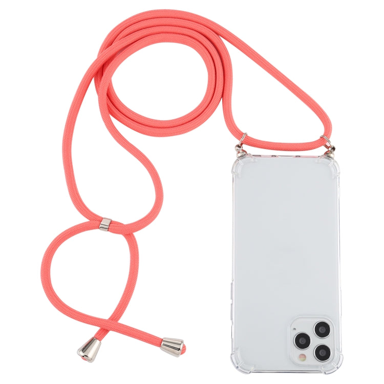Four-Corner Shockproof Trasparent TPU Case with Lanyard, For iPhone 12 / 12 Pro