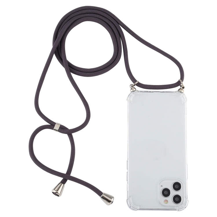 Four-Corner Shockproof Trasparent TPU Case with Lanyard, For iPhone 12 / 12 Pro