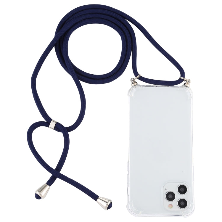 Four-Corner Shockproof Trasparent TPU Case with Lanyard, For iPhone 12 / 12 Pro