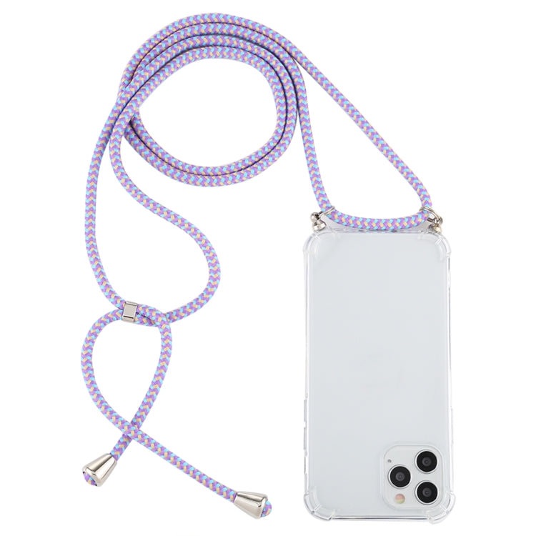 Four-Corner Shockproof Trasparent TPU Case with Lanyard, For iPhone 12 / 12 Pro