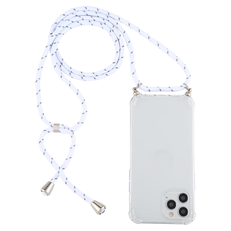 Four-Corner Shockproof Trasparent TPU Case with Lanyard, For iPhone 12 / 12 Pro