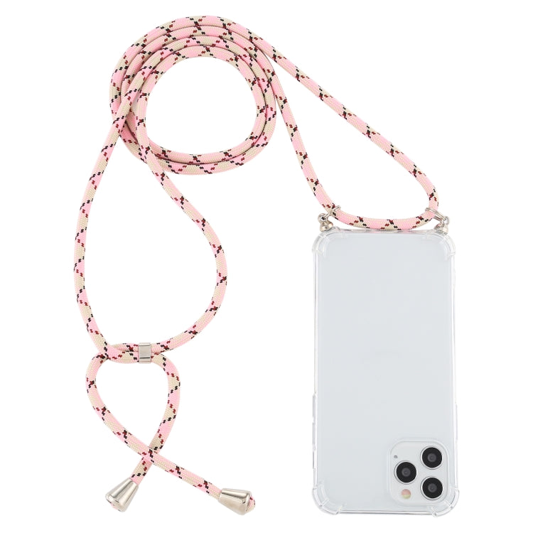 Four-Corner Shockproof Trasparent TPU Case with Lanyard, For iPhone 12 / 12 Pro