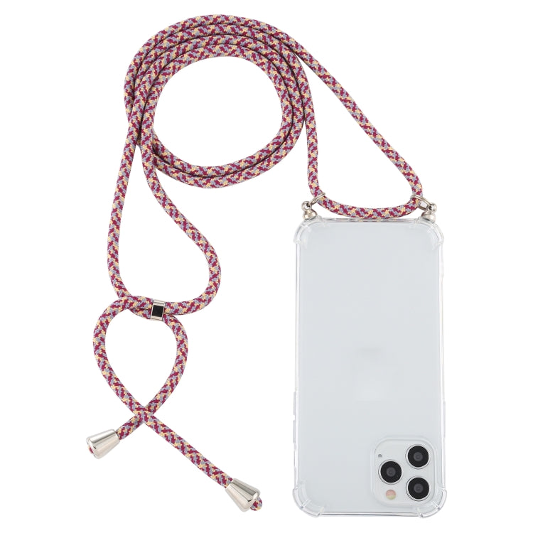 Four-Corner Shockproof Trasparent TPU Case with Lanyard, For iPhone 12 / 12 Pro
