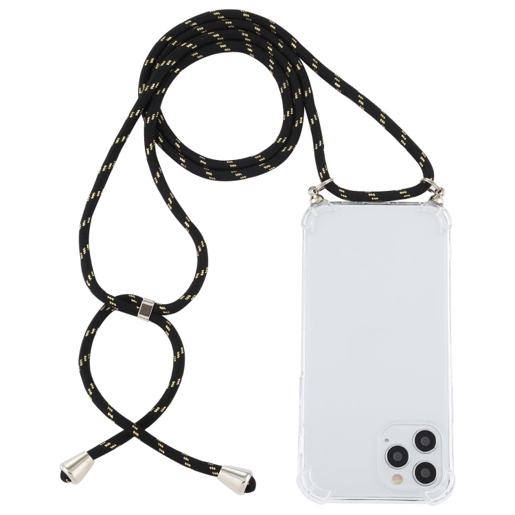 Four-Corner Shockproof Trasparent TPU Case with Lanyard, For iPhone 12 / 12 Pro