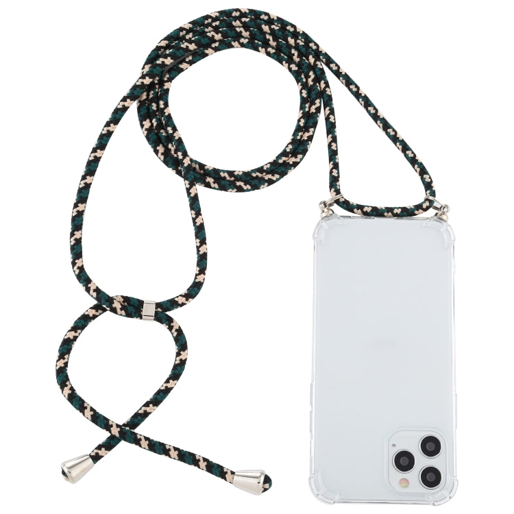 Four-Corner Shockproof Trasparent TPU Case with Lanyard, For iPhone 12 / 12 Pro