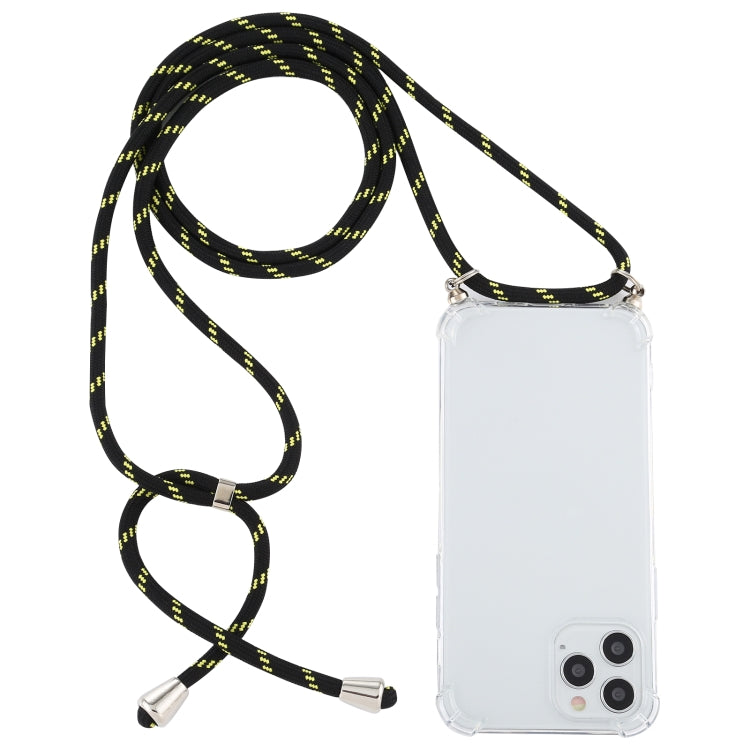 Four-Corner Shockproof Trasparent TPU Case with Lanyard, For iPhone 12 / 12 Pro
