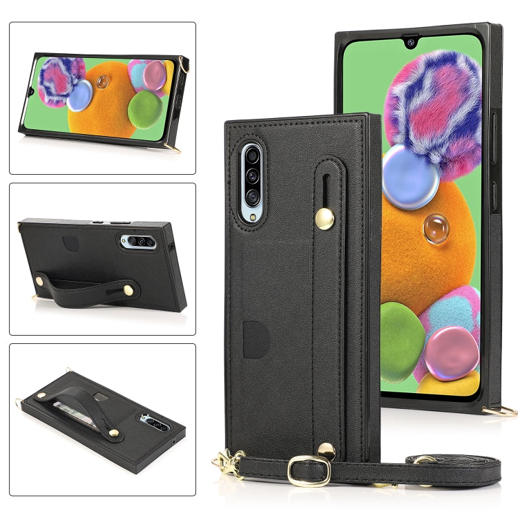 Wrist Strap PU+TPU Shockproof Protective Case with Crossbody Lanyard & Holder & Card Slot, For Samsung Galaxy A90 5G, For Samsung Galaxy Note9, For Samsung Galaxy Note 10, For Samsung Galaxy Note 10 Pro