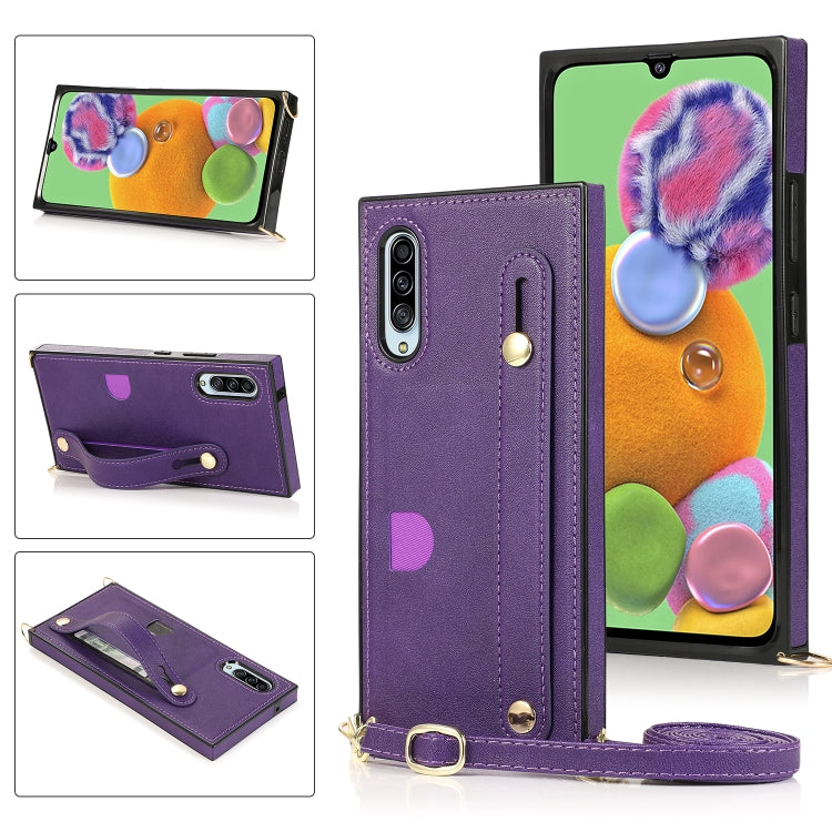 Wrist Strap PU+TPU Shockproof Protective Case with Crossbody Lanyard & Holder & Card Slot, For Samsung Galaxy A90 5G, For Samsung Galaxy Note9, For Samsung Galaxy Note 10, For Samsung Galaxy Note 10 Pro