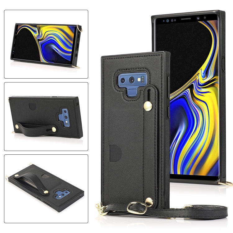 Wrist Strap PU+TPU Shockproof Protective Case with Crossbody Lanyard & Holder & Card Slot, For Samsung Galaxy A90 5G, For Samsung Galaxy Note9, For Samsung Galaxy Note 10, For Samsung Galaxy Note 10 Pro