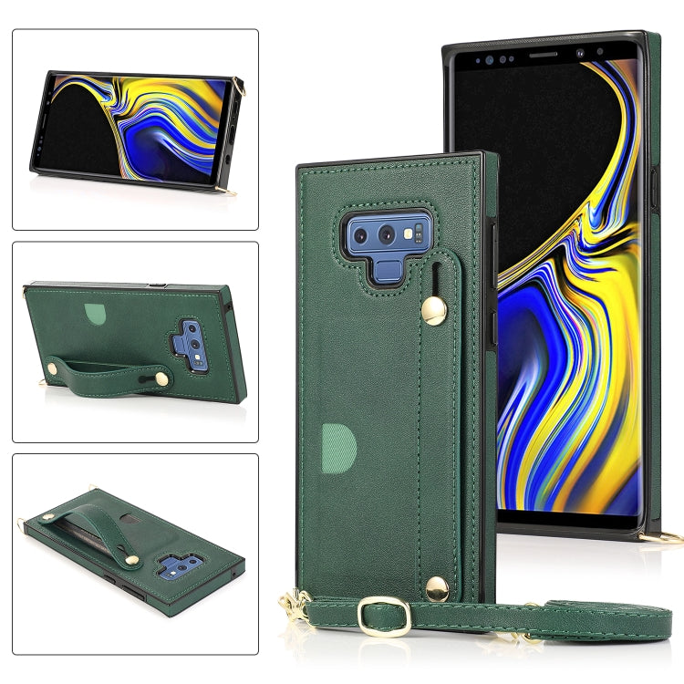 Wrist Strap PU+TPU Shockproof Protective Case with Crossbody Lanyard & Holder & Card Slot, For Samsung Galaxy A90 5G, For Samsung Galaxy Note9, For Samsung Galaxy Note 10, For Samsung Galaxy Note 10 Pro