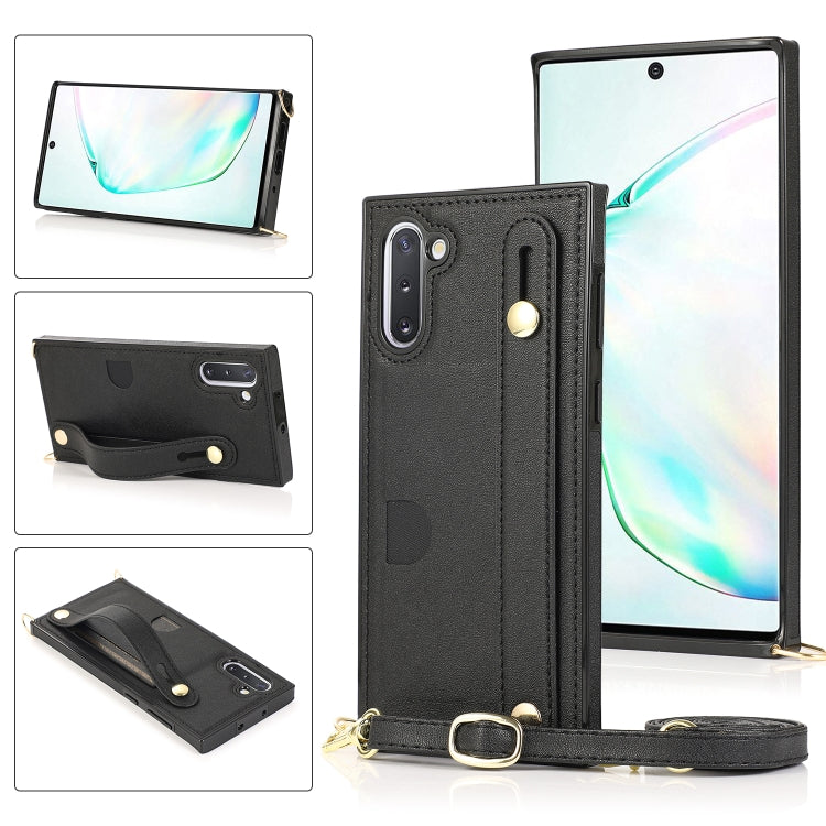 Wrist Strap PU+TPU Shockproof Protective Case with Crossbody Lanyard & Holder & Card Slot, For Samsung Galaxy A90 5G, For Samsung Galaxy Note9, For Samsung Galaxy Note 10, For Samsung Galaxy Note 10 Pro