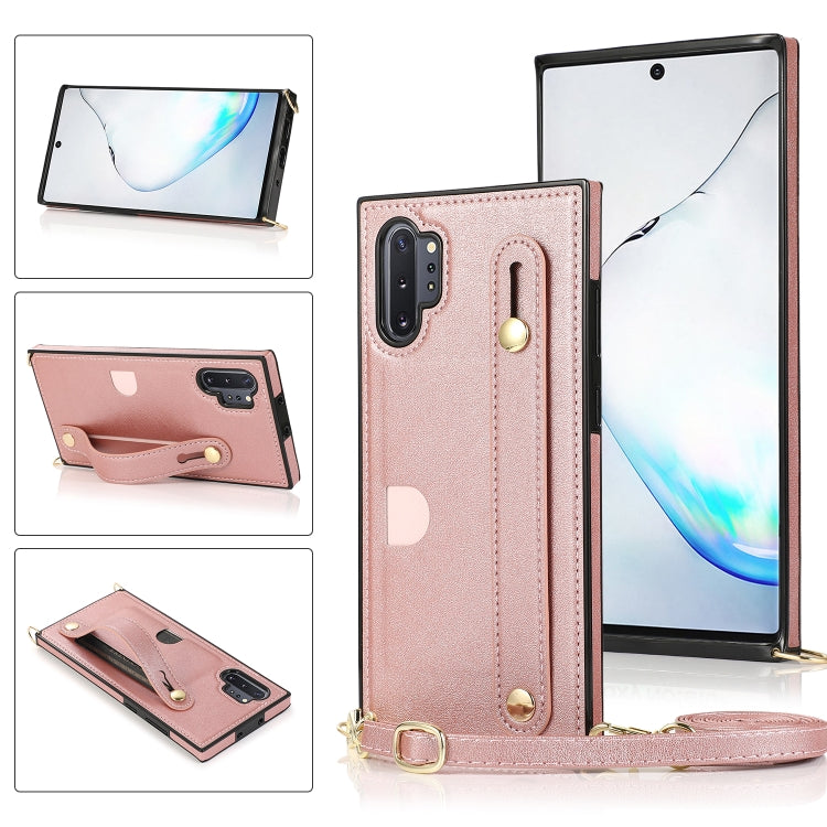 Wrist Strap PU+TPU Shockproof Protective Case with Crossbody Lanyard & Holder & Card Slot, For Samsung Galaxy A90 5G, For Samsung Galaxy Note9, For Samsung Galaxy Note 10, For Samsung Galaxy Note 10 Pro