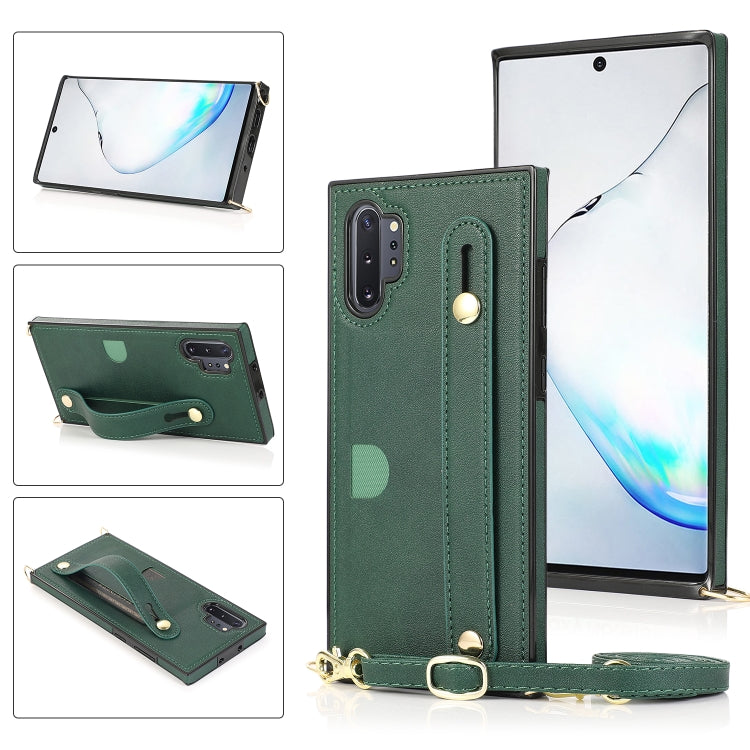 Wrist Strap PU+TPU Shockproof Protective Case with Crossbody Lanyard & Holder & Card Slot, For Samsung Galaxy A90 5G, For Samsung Galaxy Note9, For Samsung Galaxy Note 10, For Samsung Galaxy Note 10 Pro