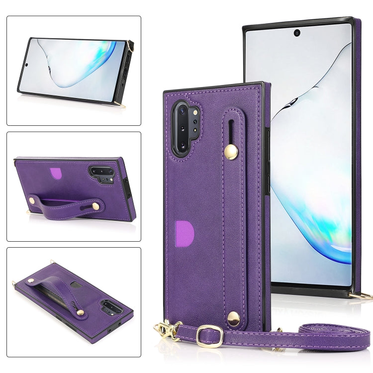 Wrist Strap PU+TPU Shockproof Protective Case with Crossbody Lanyard & Holder & Card Slot, For Samsung Galaxy A90 5G, For Samsung Galaxy Note9, For Samsung Galaxy Note 10, For Samsung Galaxy Note 10 Pro