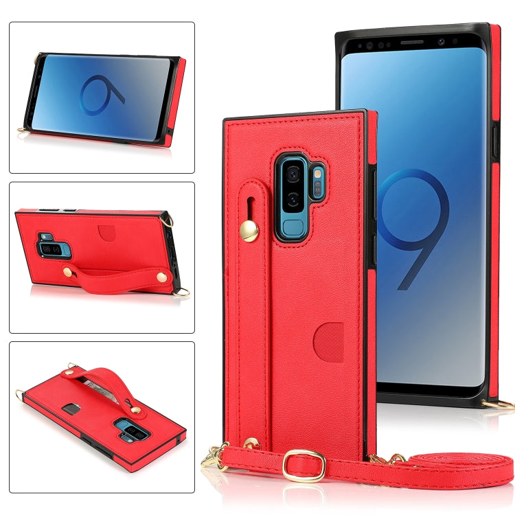 Wrist Strap PU+TPU Shockproof Protective Case with Crossbody Lanyard & Holder & Card Slot, For Samsung Galaxy S9, For Samsung Galaxy S9 Plus, For Samsung Galaxy S10, For Samsung Galaxy S10e