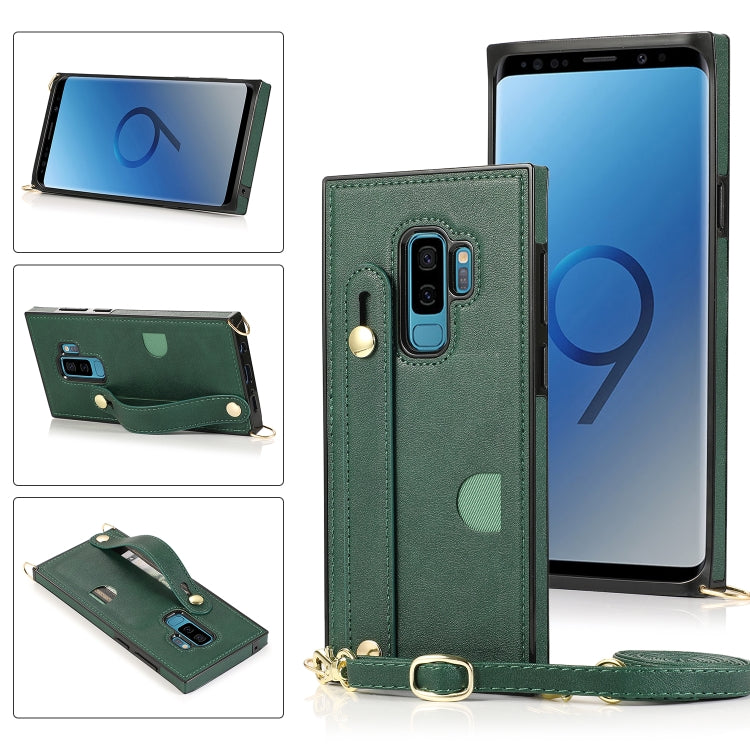 Wrist Strap PU+TPU Shockproof Protective Case with Crossbody Lanyard & Holder & Card Slot, For Samsung Galaxy S9, For Samsung Galaxy S9 Plus, For Samsung Galaxy S10, For Samsung Galaxy S10e