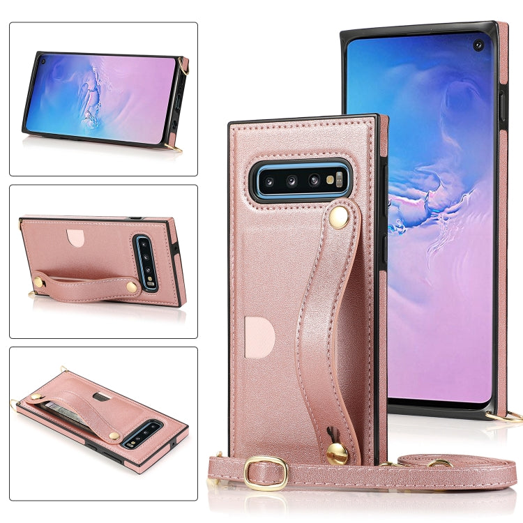 Wrist Strap PU+TPU Shockproof Protective Case with Crossbody Lanyard & Holder & Card Slot, For Samsung Galaxy S9, For Samsung Galaxy S9 Plus, For Samsung Galaxy S10, For Samsung Galaxy S10e