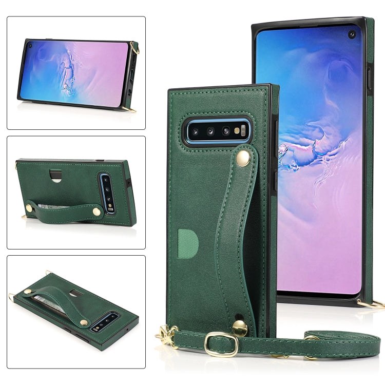 Wrist Strap PU+TPU Shockproof Protective Case with Crossbody Lanyard & Holder & Card Slot, For Samsung Galaxy S9, For Samsung Galaxy S9 Plus, For Samsung Galaxy S10, For Samsung Galaxy S10e