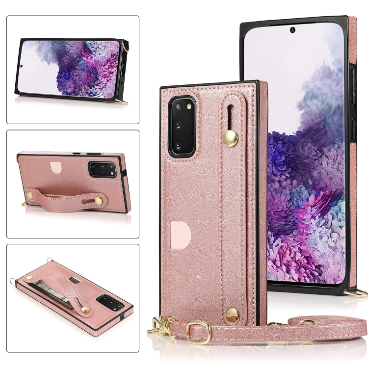 Wrist Strap PU+TPU Shockproof Protective Case with Crossbody Lanyard & Holder & Card Slot, For Samsung Galaxy S10 Plus, For Samsung Galaxy S20, For Samsung Galaxy S20 Plus, For Samsung Galaxy S20 Ultra