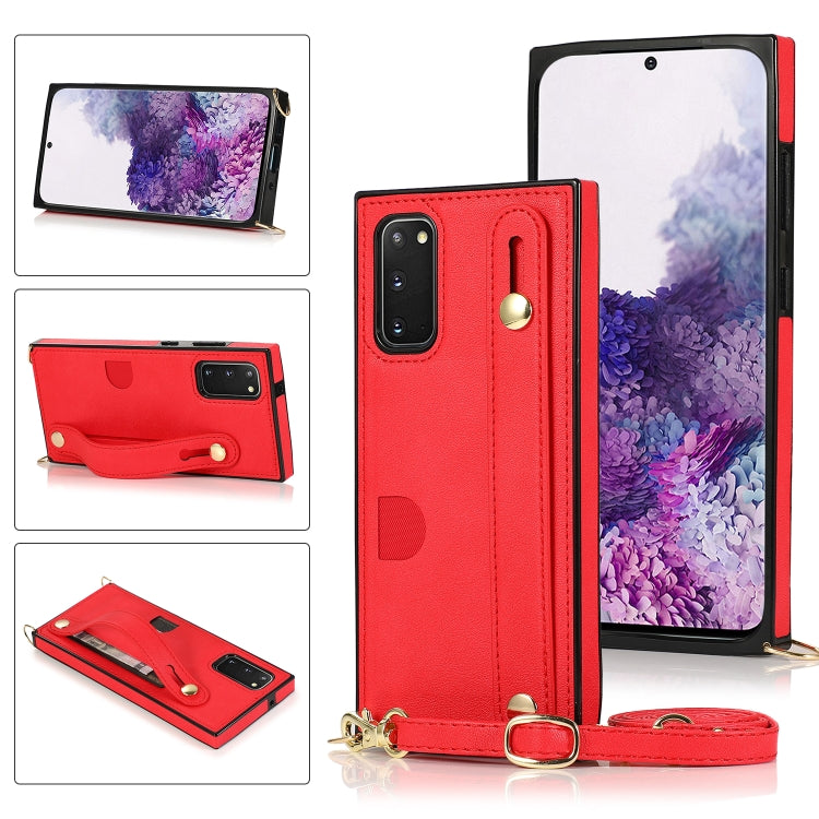 Wrist Strap PU+TPU Shockproof Protective Case with Crossbody Lanyard & Holder & Card Slot, For Samsung Galaxy S10 Plus, For Samsung Galaxy S20, For Samsung Galaxy S20 Plus, For Samsung Galaxy S20 Ultra