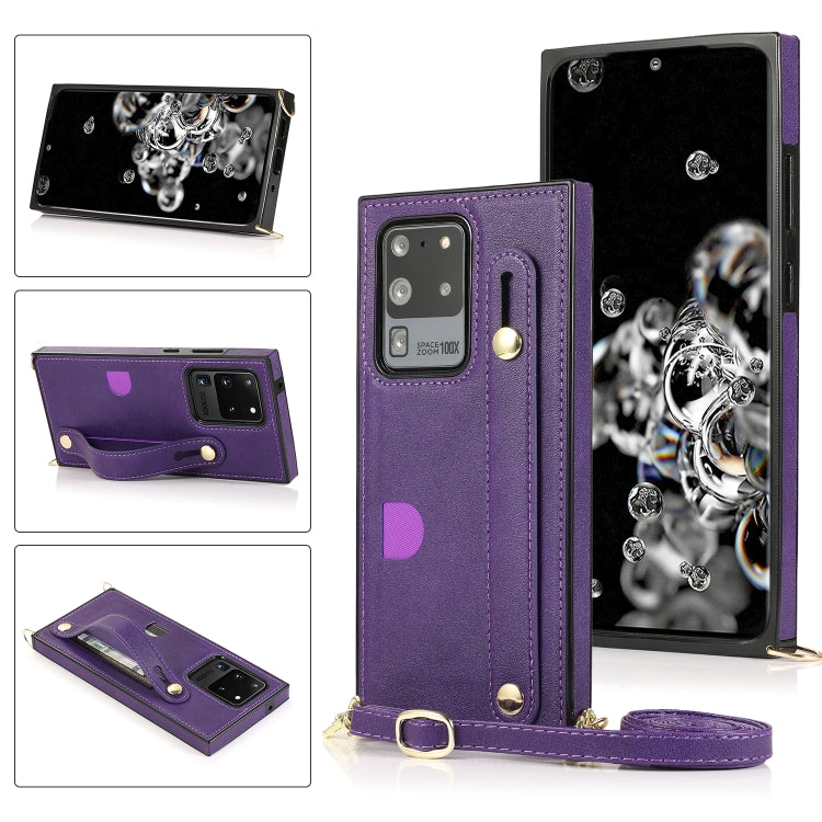 Wrist Strap PU+TPU Shockproof Protective Case with Crossbody Lanyard & Holder & Card Slot, For Samsung Galaxy S10 Plus, For Samsung Galaxy S20, For Samsung Galaxy S20 Plus, For Samsung Galaxy S20 Ultra