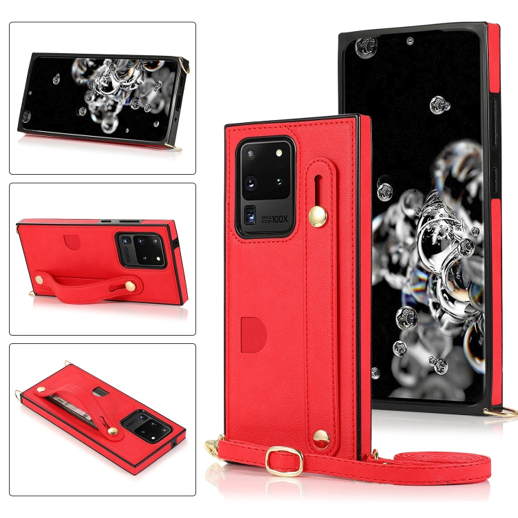 Wrist Strap PU+TPU Shockproof Protective Case with Crossbody Lanyard & Holder & Card Slot, For Samsung Galaxy S10 Plus, For Samsung Galaxy S20, For Samsung Galaxy S20 Plus, For Samsung Galaxy S20 Ultra